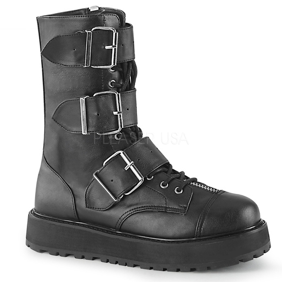 Mens Gothic Platform Mid Calf Lace Up Boots main image 5